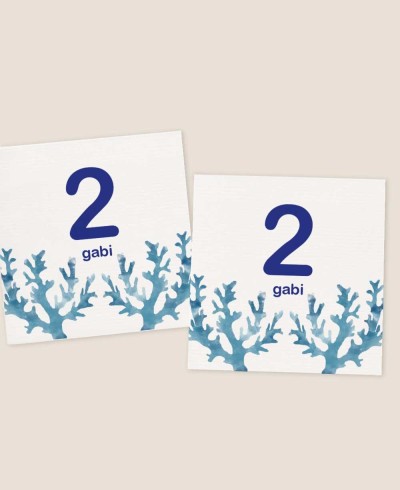 Pegatinas cuadrado para cumples corales mar