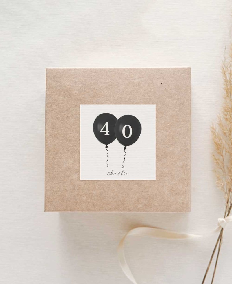 Pegatinas cuadradas para regalos de cumpleaños globos