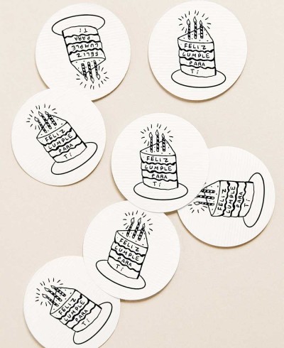 Pegatinas circulares para regalos de cumpleaños pastel