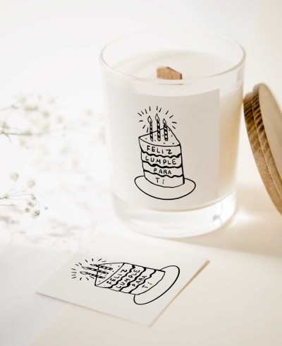 Pegatinas cuadradas para detalles de cumpleaños pastel