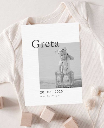 Invitación para bautizos con foto niña