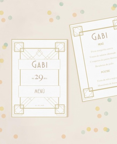 Menu di compleanno per adulti Art Déco