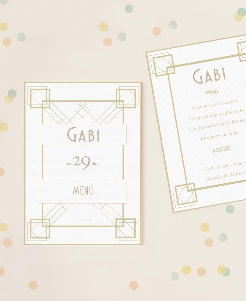 Menu di compleanno per adulti Art Déco