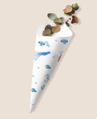 Cone para doces de aniversário mar