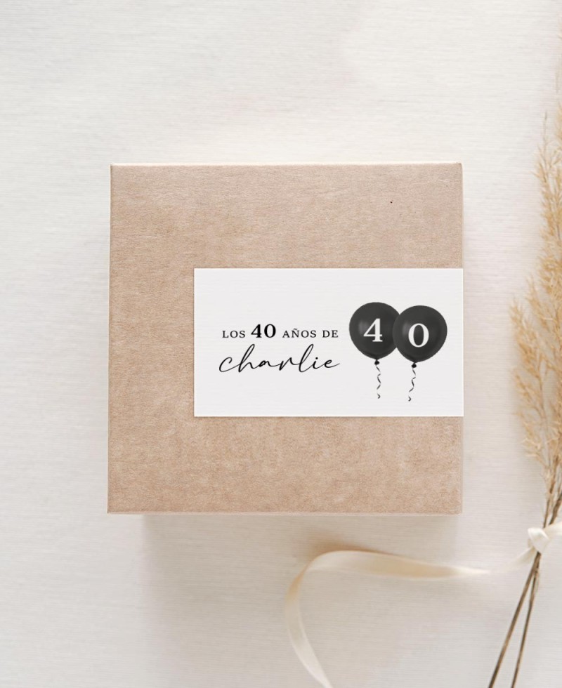 Pegatina rectangular para decorar regalos de cumple globos