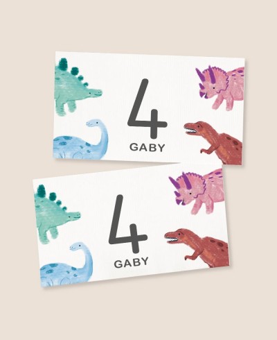 Pegatinas horizontales para cumpleaños dinos