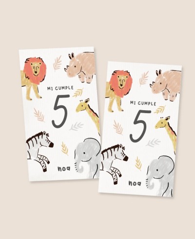 Pegatinas verticales para cumpleaños animales selva