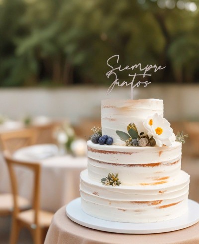 Vista general cake topper frase Siempre juntos