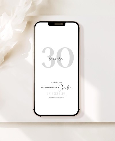 Digital Minimalist Birthday Invitation