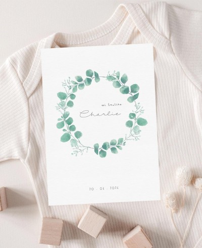 Personalized baptism invitation eucalyptus crown