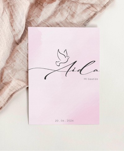 Menina personalizada da aquarela do convite do batismo