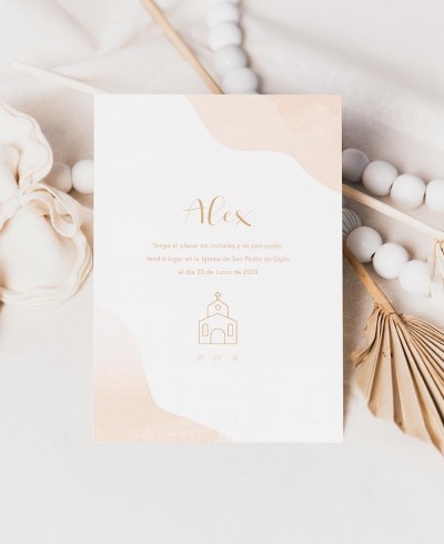 Invitación para bautizos personalizada acuarela clásica