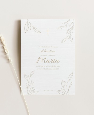 Invito al battesimo personalizzato botanico classico