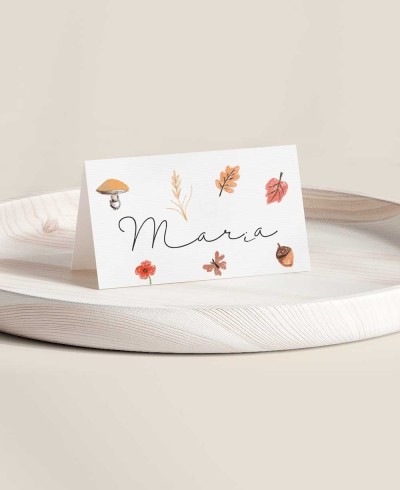 Puesto de mesa plegado para bautizos colección botánica