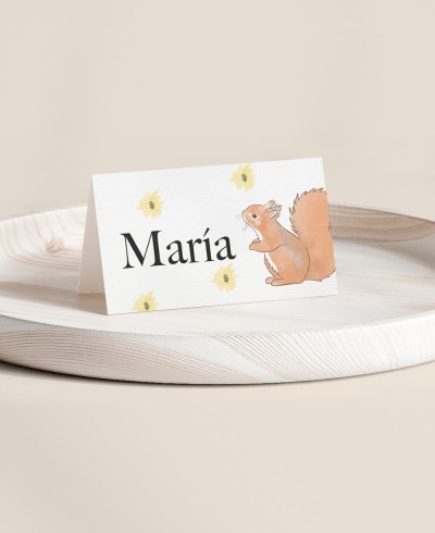 Puesto de mesa plegado para bautizos colección bosque