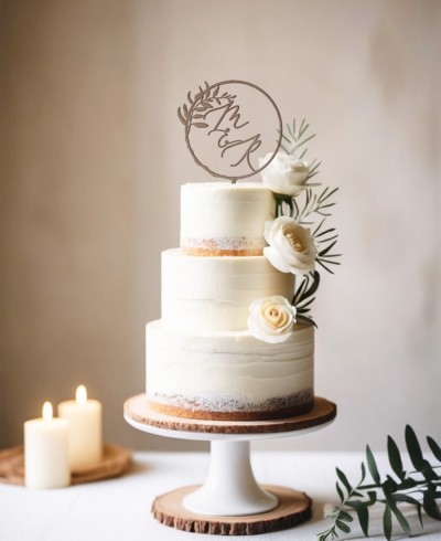 Gesamtansicht Tortenaufleger Initialkorsage für Hochzeiten