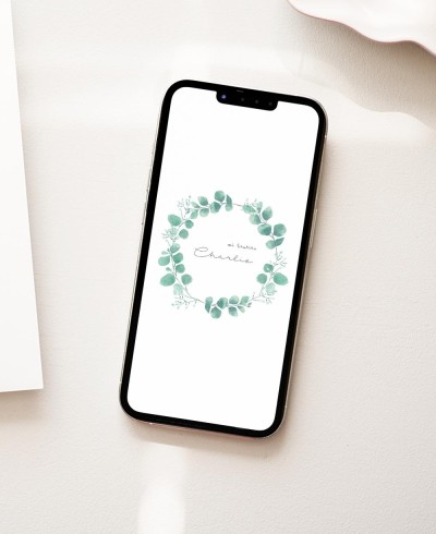 Invitación digital para bautizos eucalipto