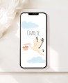 Digitale Einladung zur Taufe Storchhimmel