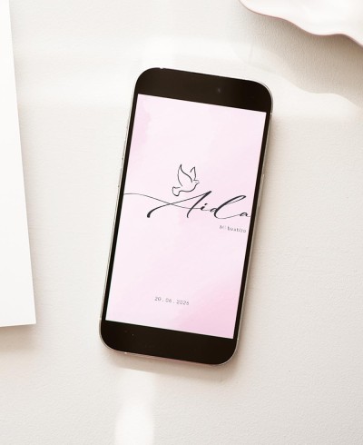 Invitación digital para bautizos acuarela rosa