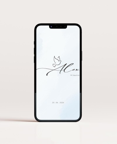 Invitación digital para bautizos acuarela azul