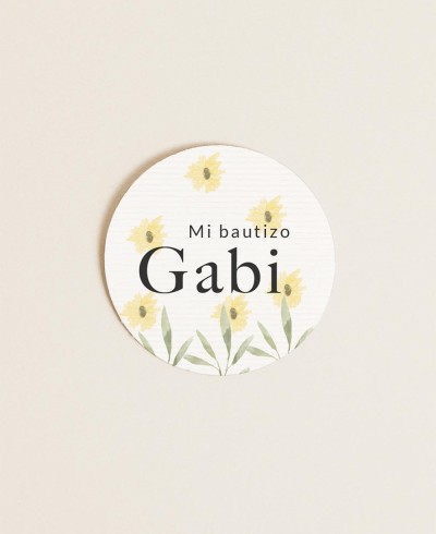 Etichette rotonde per dettagli battesimi margherite