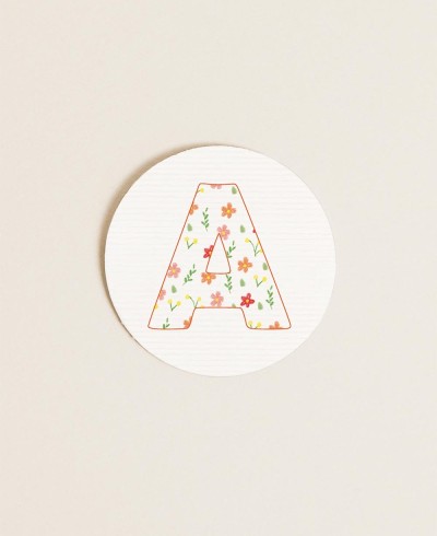 Runde Etiketten für Details zur Ersttaufe, Blumen, Farben