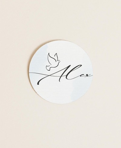 Etichette rotonde per dettagli battesimo acquerello blu