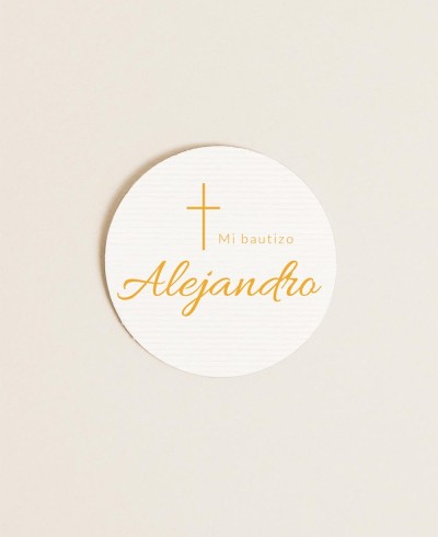 Runde Etiketten für Taufdetails klassisches Kreuz