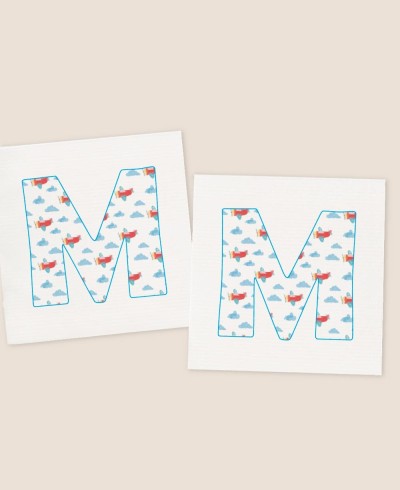 Adesivi quadrati per il battesimo iniziale aeroplano nuvole