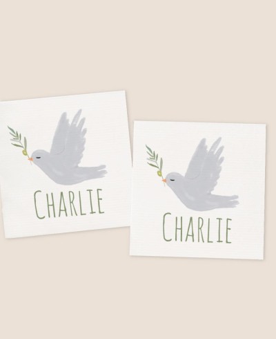 Quadratische Aufkleber für Oliventaubentaufen