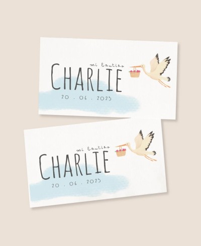 Adesivi rettangolari per regali di battesimo cicogna del cielo