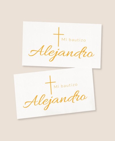 Adesivi rettangolari per regali di battesimo croce classica