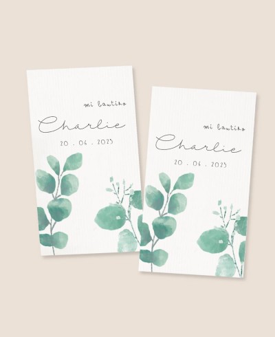 Adesivi rettangolari per regali di battesimo botanico