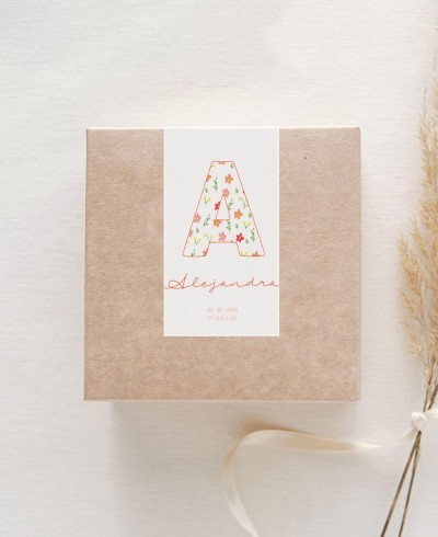 Adesivi rettangolari per battesimi dettagli fiori