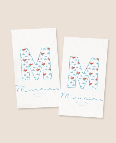 Adesivi rettangolari per regali di battesimo nuvole