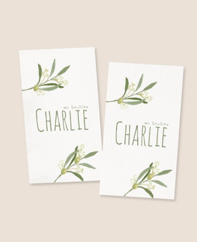 Adesivi rettangolari per regali di battesimo delle olive