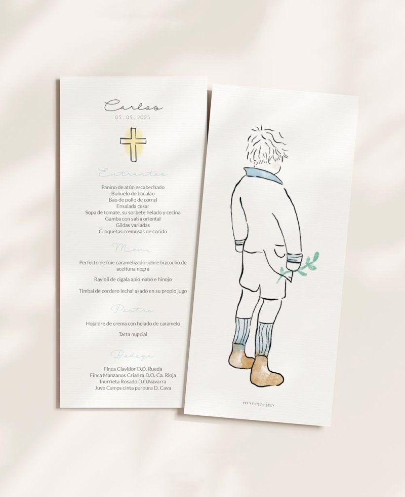 Menu de comunhão de frutos do mar Carlos criança