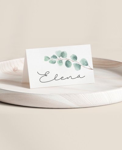 Espaço reservado dobrado para coleção de eucalipto de comunhão