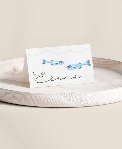 Segnaposto piegato per la raccolta dei pesci della comunione