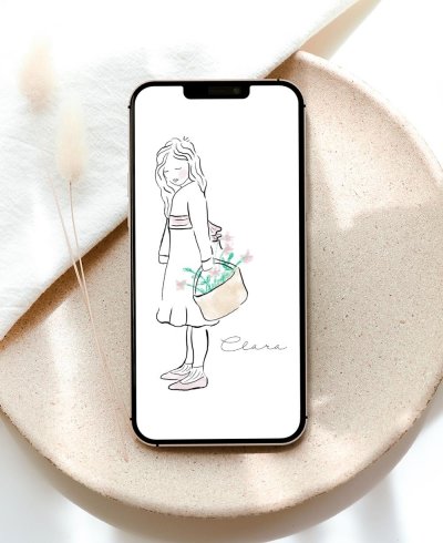 Digitale Kommunion Einladung Mädchen Blumen