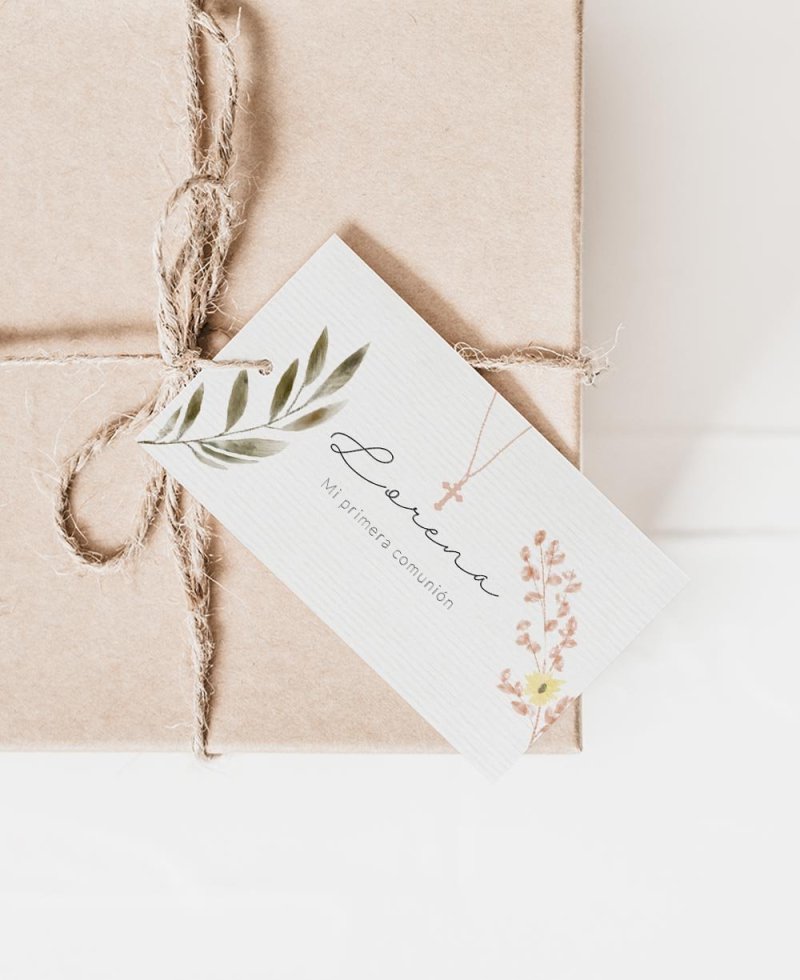 Tarjeta rectangular para comuniones colección cruz