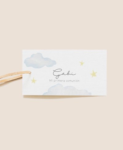 Etiqueta rectangular comunión cielo