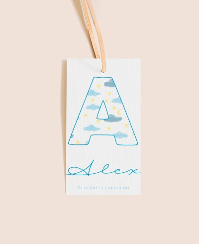 Rechteckige Kommunion Initiale Himmelsetikett
