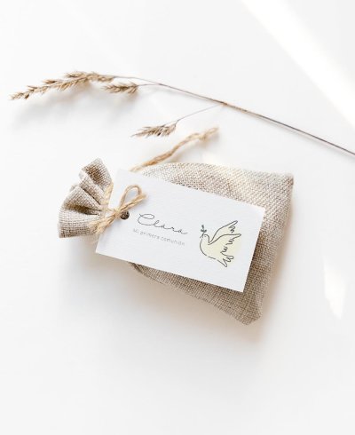 Etiqueta rectangular para detalles de comunión niño