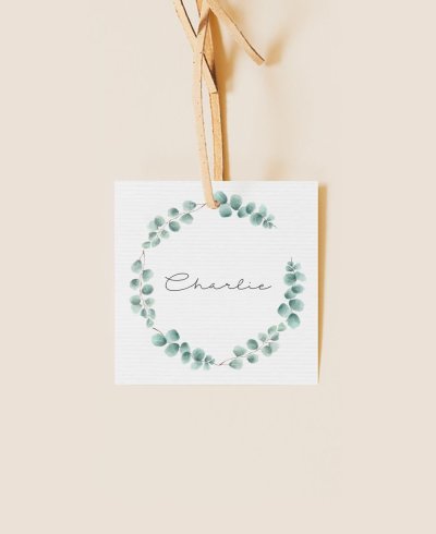 Etiqueta cuadrada para detalles de comunión botánica