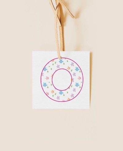 Étiquette carrée pour les détails de la communion florale