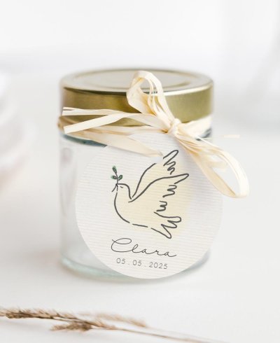 Etiquetas circulares para comunión niño