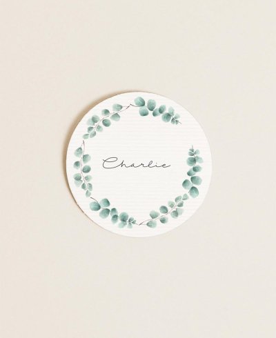 Round eucalyptus sticker for communions