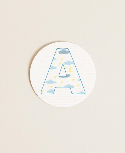 Round sticker for communions clouds