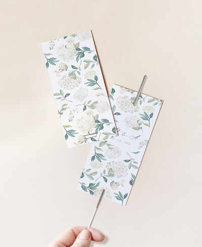 Étiquette de mariage hortensia blanc